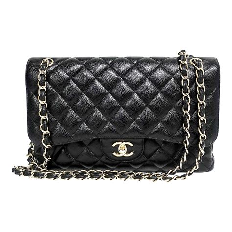 chanel jumbo large black caviar classic flap bag